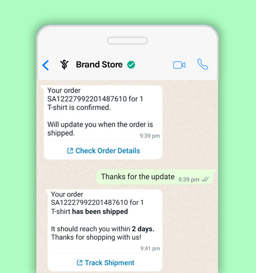 send order and shipping updates through whatsapp marketing